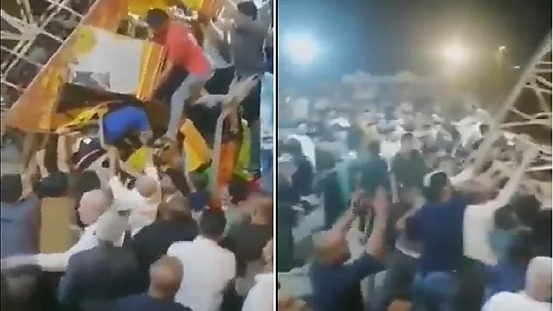 شاهد .. سقوط "سفينة" بمدينة ألعاب بالعراق