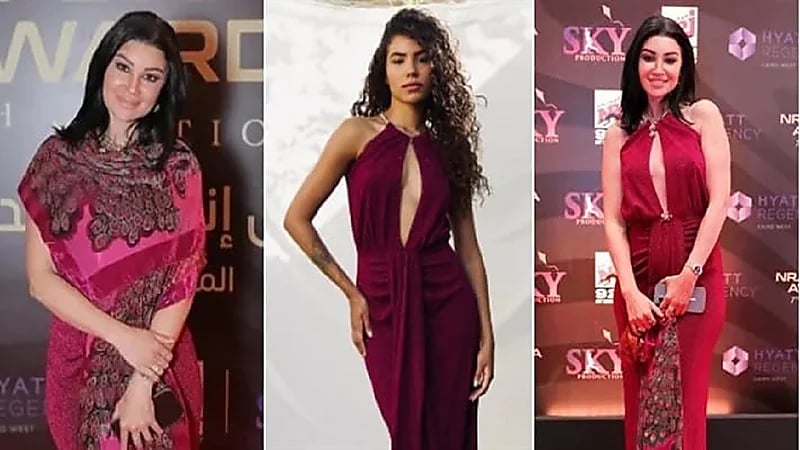 أروى تستعين بإيشارب لغلق فتحة الفستان