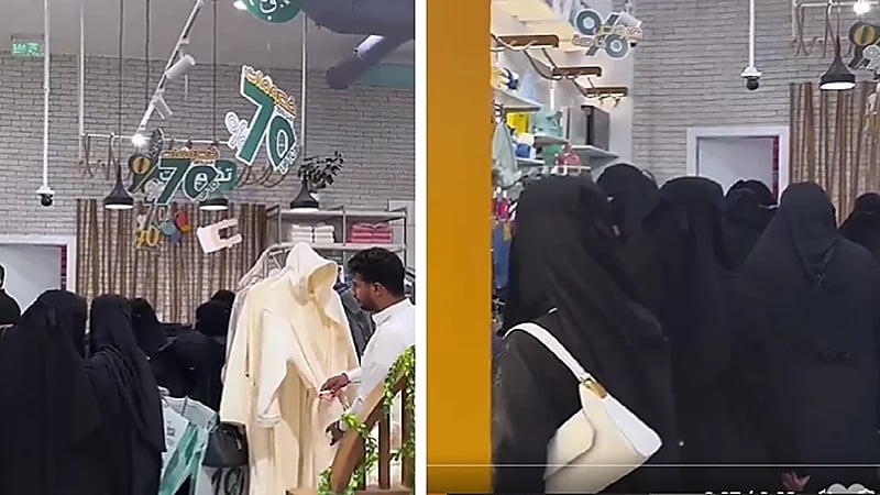 ازدحام كبير في متجر بسبب عروض اليوم الوطني .. فيديو