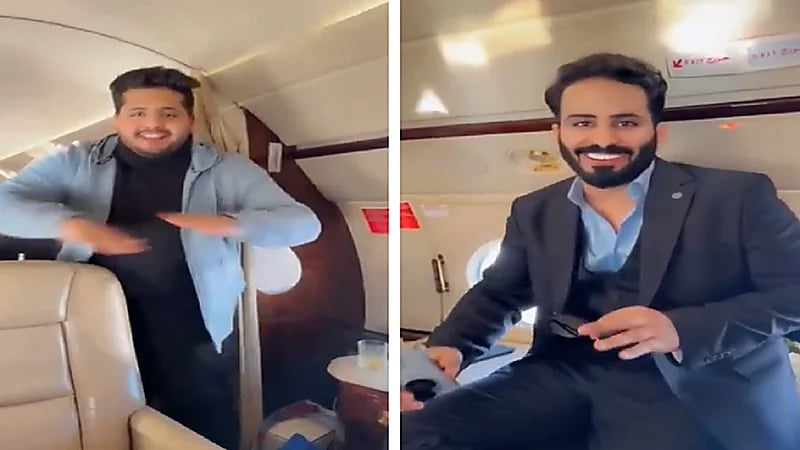 المطيري يمازح أصدقائه في طائرة خاصة .. فيديو