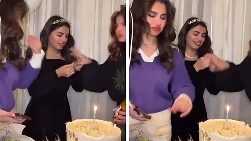 ‏لحظة احتراق شعر رزان عبدالله يوم ميلادها .. فيديو