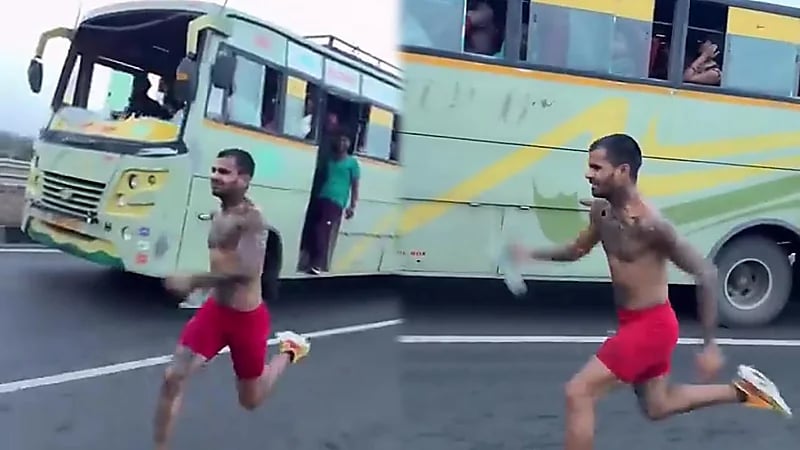رياضي هندي ينجح بمنافسة حافلة في السرعة ..فيديو
