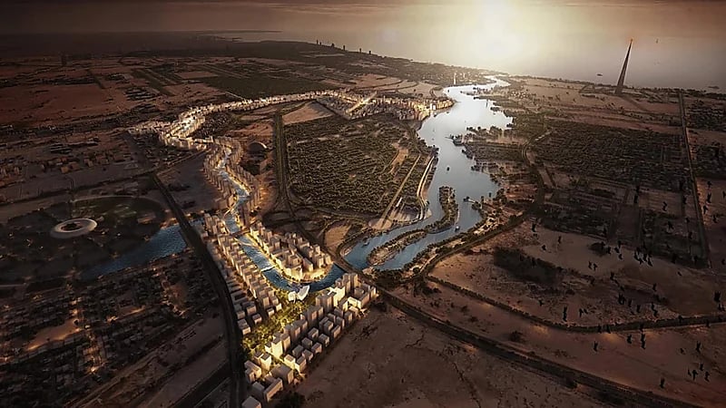 بدء أعمال تنفيذ القناة المائية والجسور في مشروع مرافي .. صور