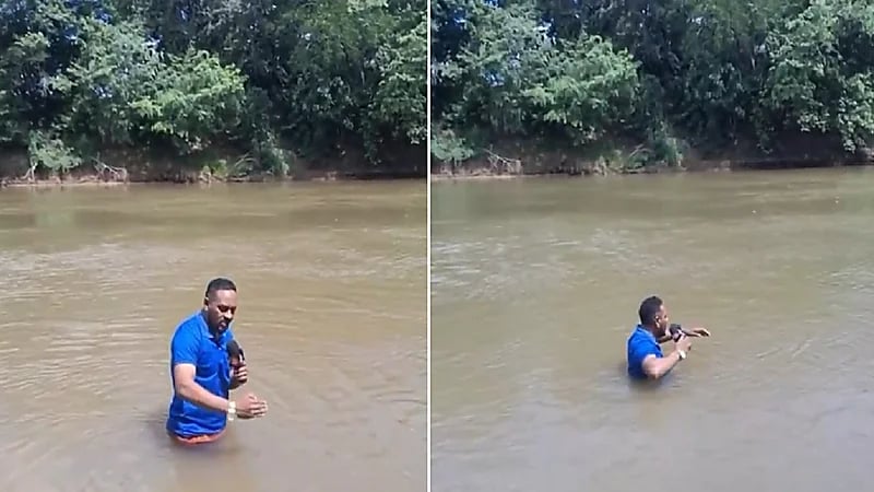 مراسل تلفزيوني يعثر بالصدفة على جثة خلال بث مباشر.. فيديو