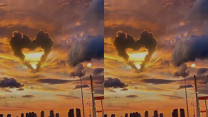 سحابة على شكل قلب تثير إعجاب الجميع .. فيديو