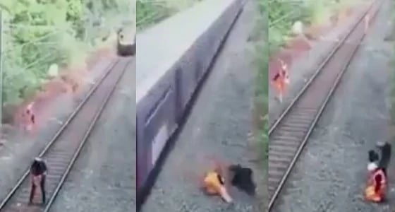 بالفيديو.. مشهد عجيب لعامل ينجو من موت محقق