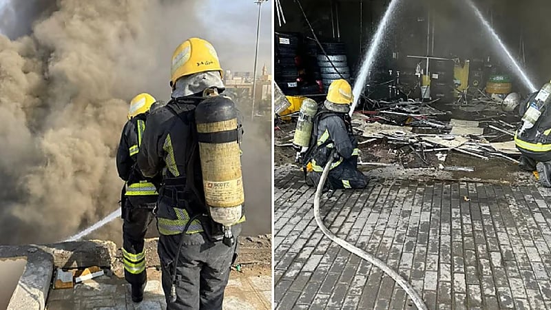 اندلاع حريق  في محل تجاري بالرياض