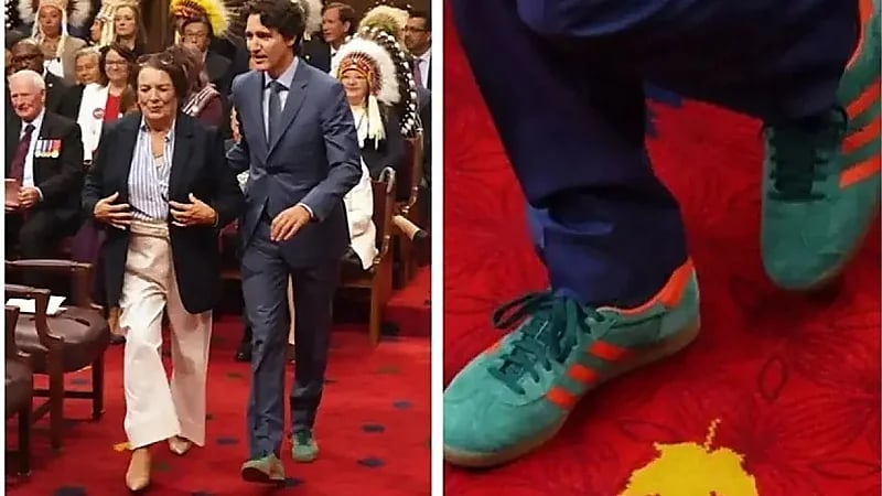 ترودو يثير الجدل بحذاء غير تقليدي خلال استقبال الملك تشارلز
