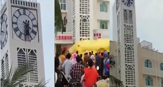 بالفيديو.. سقوط مروع لشاب من فوق برج