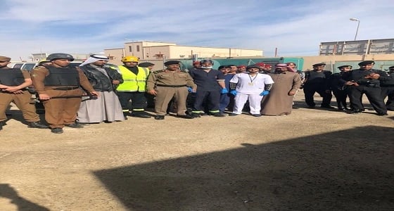 بالصور.. الهلال الأحمر يشارك بفرضية فك الشغب بالجوف