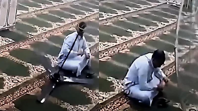 نجاة مصلٍّ بأعجوبة من سقوط مروحة سقف داخل مسجد .. فيديو