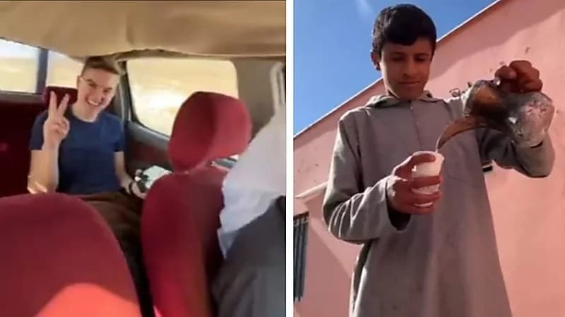 شاهد.. مواطن يستضيف سائح سويدي بمنزله ويأخذه في جولة بسيارته