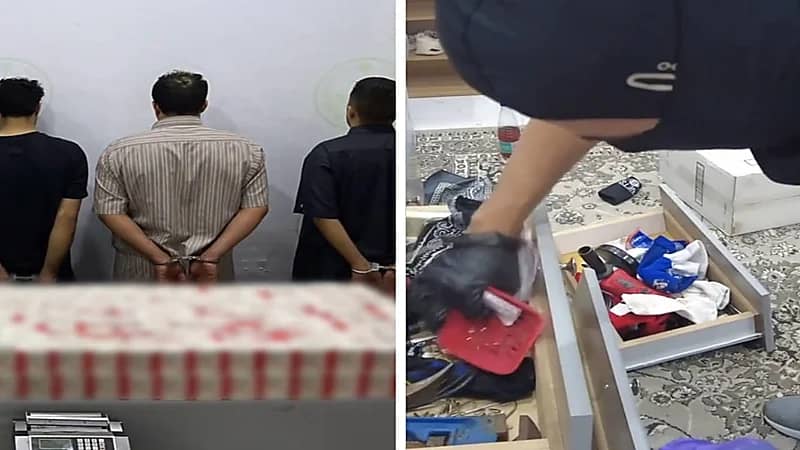 مداهمة حية لوكرين لترويج المخدرات بالرياض ومحاولة هروب أحد الجناة ..فيديو