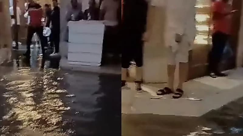 مياه الأمطار تغمر سوق واقف بقطر .. فيديو