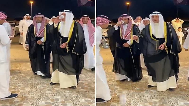 لقطة غريبة لشاب يكسر فناجين الضيوف بعد الشرب فيها.. فيديو