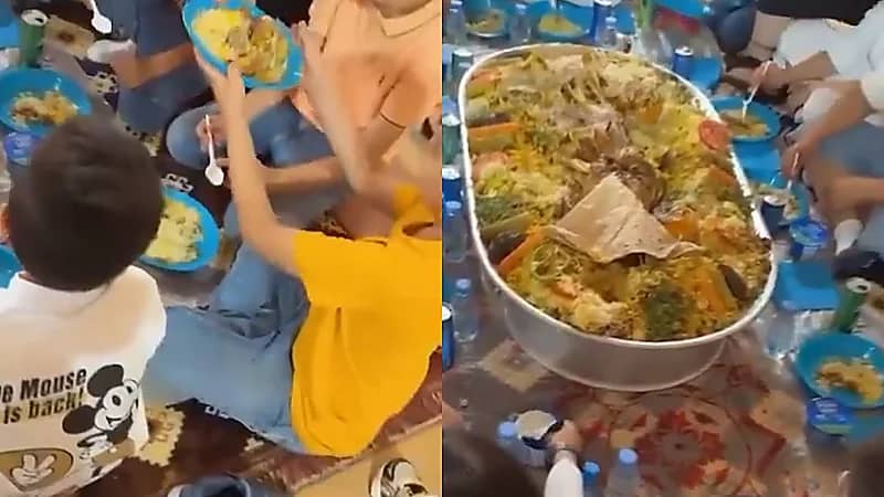 معلمة في عرعر تكرم طلابها وتقيم لهم وليمة غداء .. فيديو