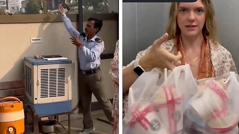 سائحة توثق مشهدًا لحارس يتخلص من القمامة بطريقة صادمة .. فيديو