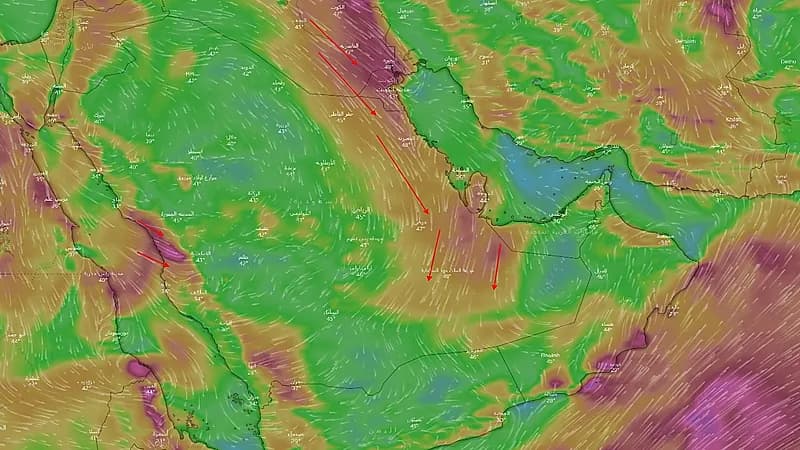 «المسند»: رياح البوارح تعاود نشاطها اليوم