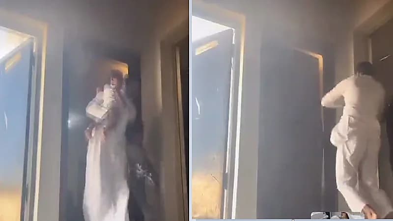 مواطن ينقذ عائلة كاملة من الإحتراق..فيديو